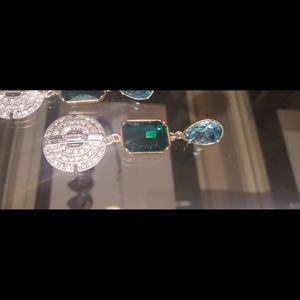 Emerald and Aquamarine FAUX Earrings